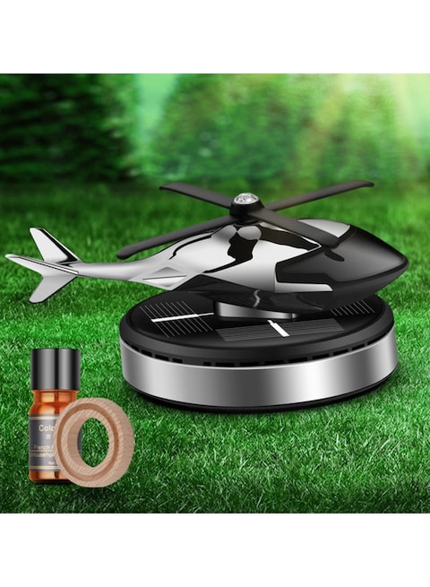 Helicopter Solar Car Air Freshener - Rotating Aviation Alloy Aromatherapy Diffuser with Essential Oil for Car Interior & Home Decor, Eco-Friendly Design