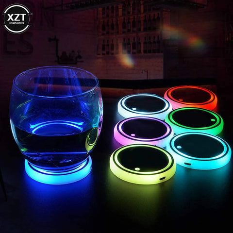 Color Changing Car LED Cup Holder Light Mats ( pack of 2 )